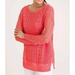Chico's knitted summer sweater/coverup Pink women's size 1 M-us bright‎